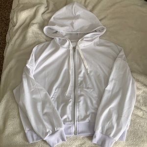 cropped white zip up